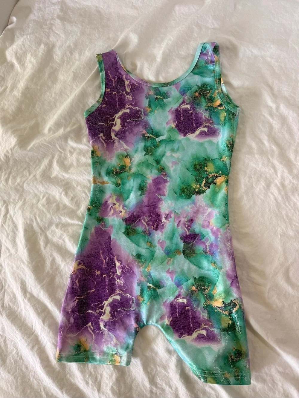 Kids Sleeveless One-Piece Romper in Teal and Purple